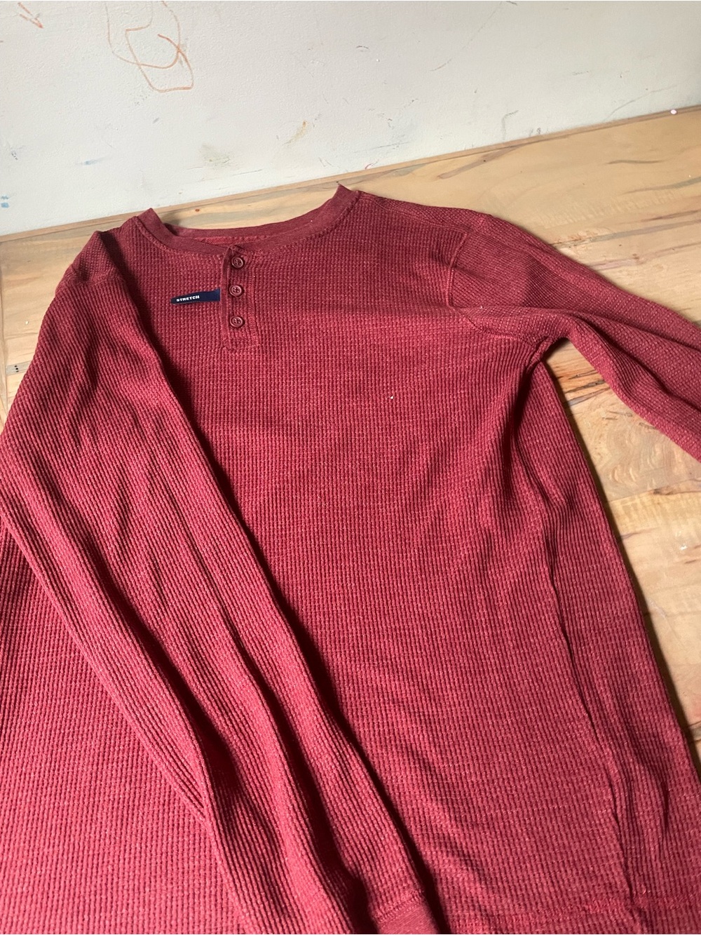 George Men's Maroon Long-Sleeve Thermal Henley